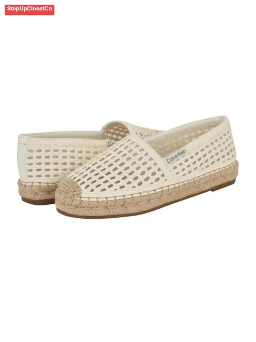 Woven Espadrille Slip-On Loafers with Faux Leather